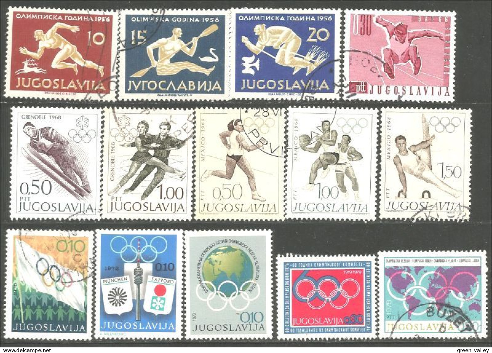 954 Yougoslavie 14 Timbres Olympiques (YUG-350) - Altri & Non Classificati