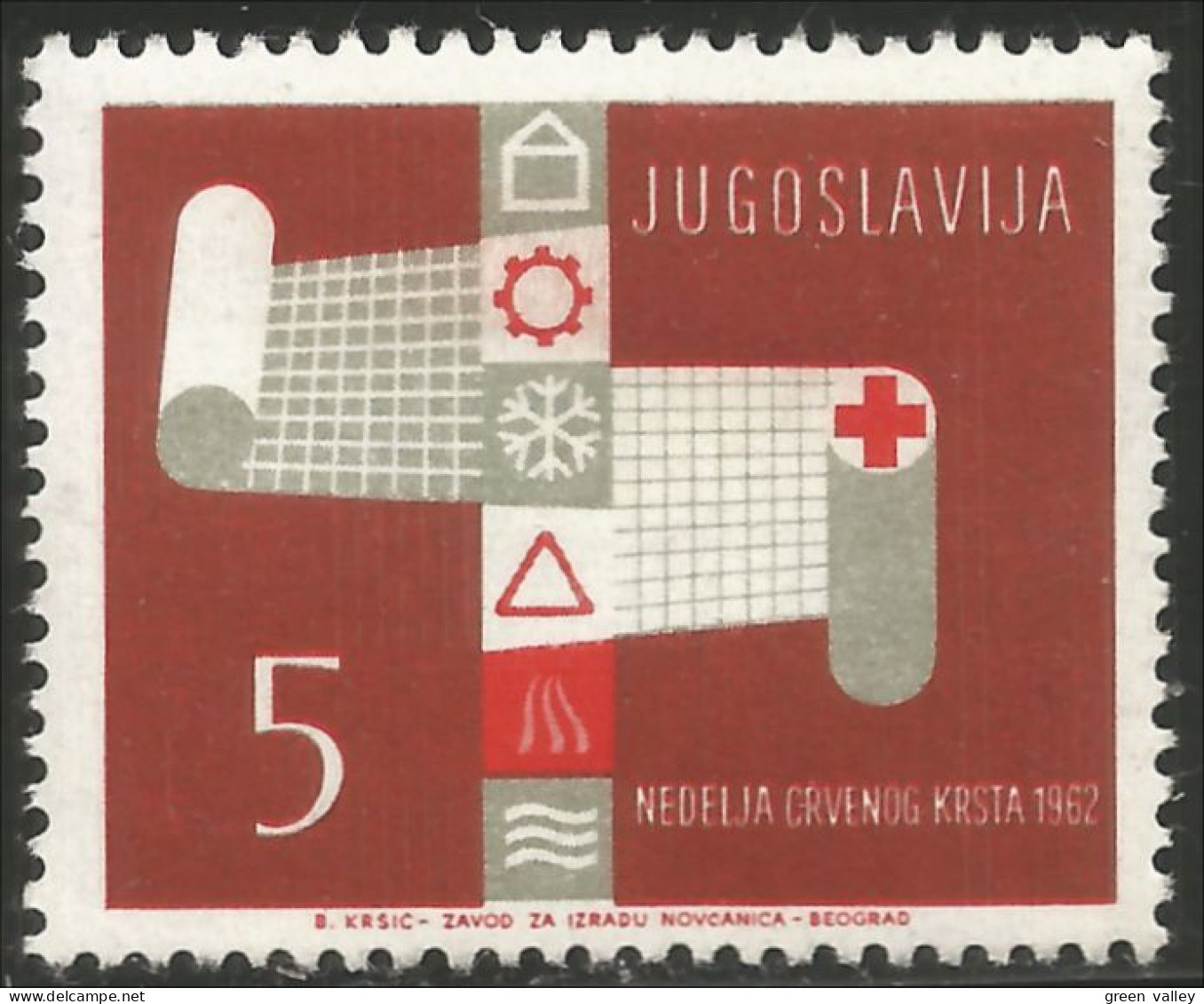 954 Yougoslavie 1962 Croix Rouge Red Cross Rotkreuze MH * Neuf (YUG-298) - Medicine