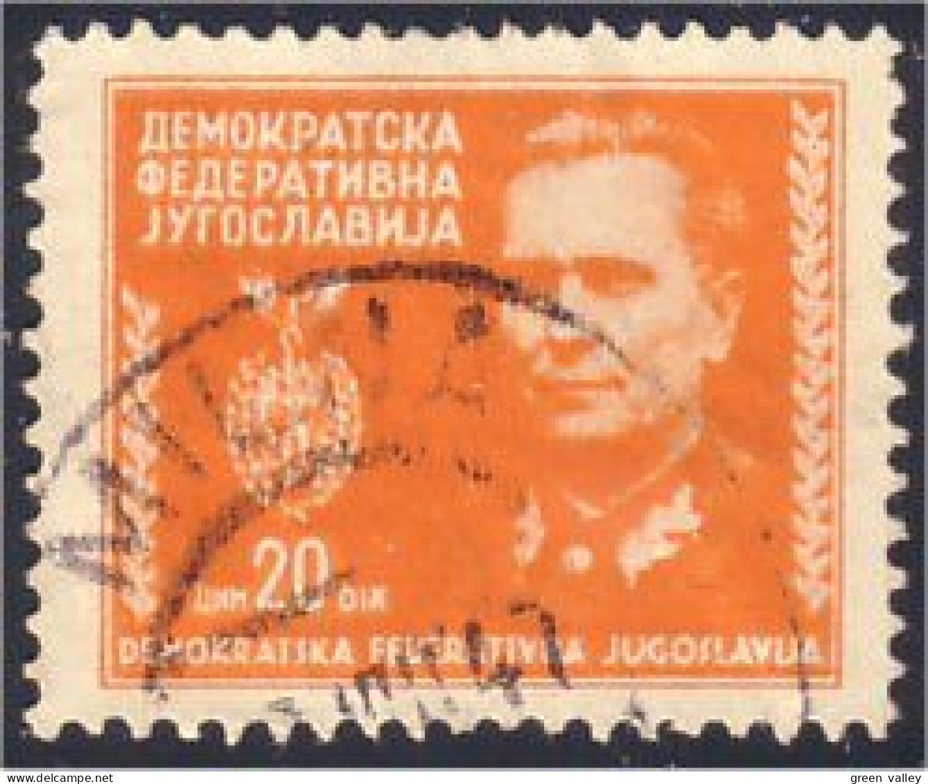 954 Yougoslavie 20d Orange Tito (YUG-167) - Oblitérés
