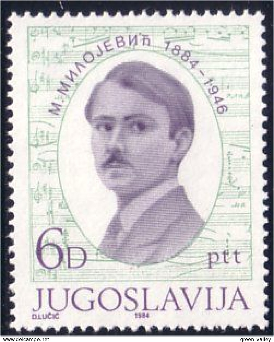 954 Yougoslavie Milojevic Composer Compositeur MNH ** Neuf SC (YUG-72a) - Nuovi