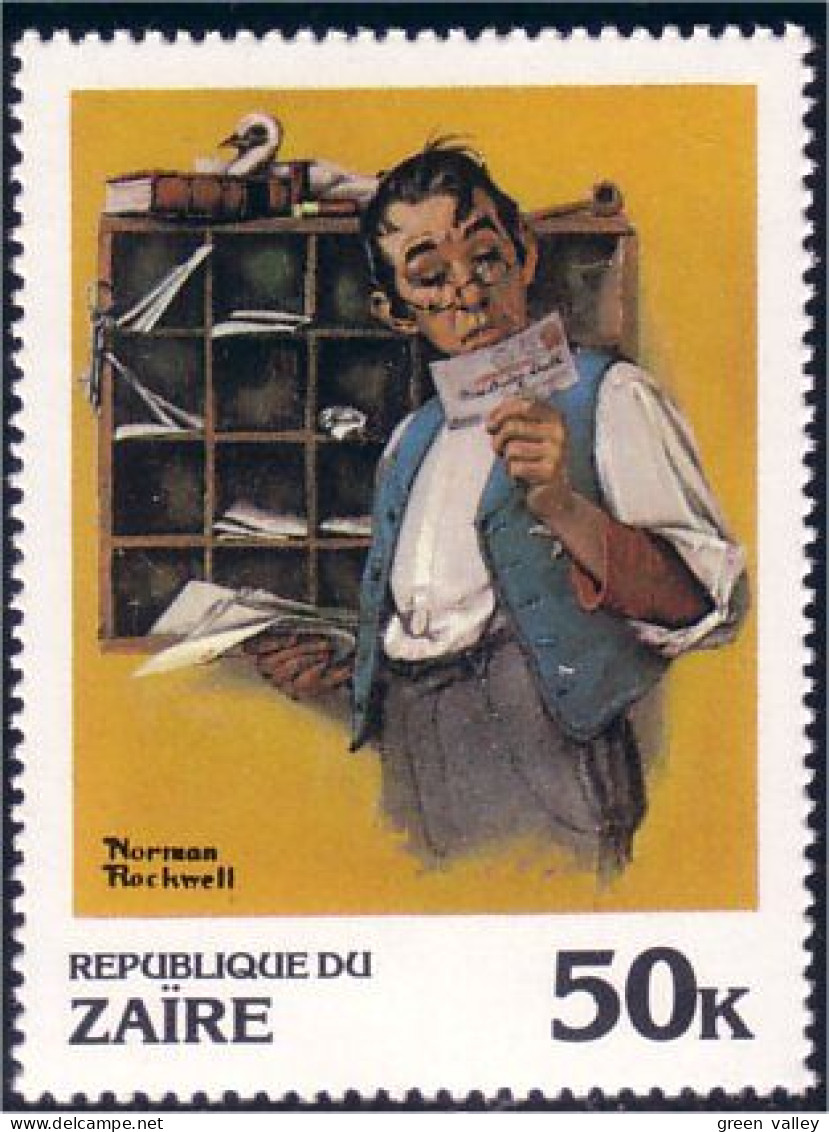 956 Zaire Employé Postes Postal Clerk Normand Rockwell MNH ** Neuf SC (ZAI-4) - Altri & Non Classificati