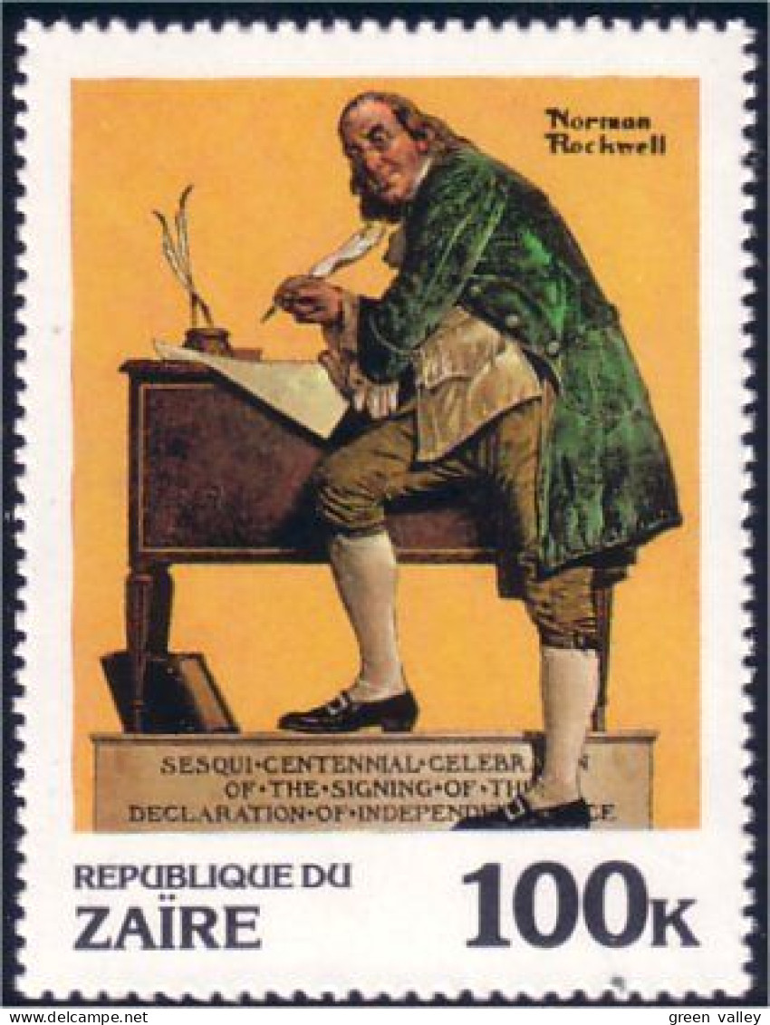 956 Zaire Independence Declaration Indépendance Normand Rockwell MNH ** Neuf SC (ZAI-6) - Us Independence