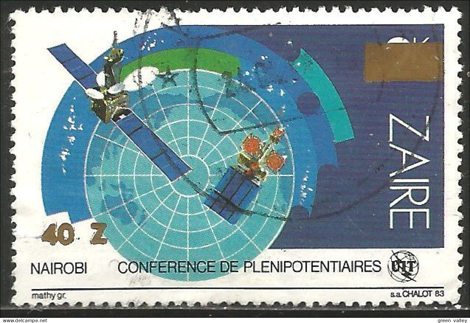 956 Zaire Map Carte Globe North Pole Nord Surcharge Overprint (ZAI-15) - Geography