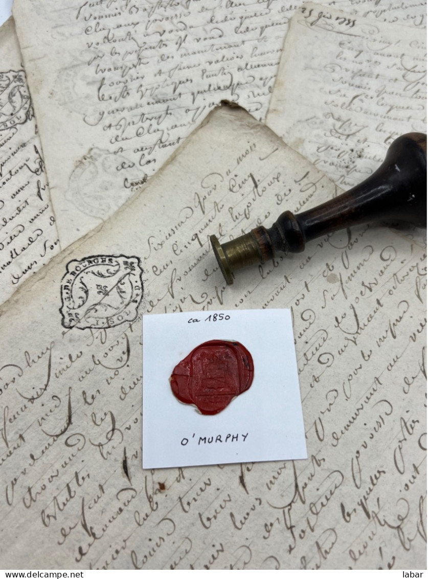 CACHET CIRE ANCIEN - Sigillographie - SCEAUX - WAX SEAL - Ca 1850 O ' MURPHY - Stempel & Siegel