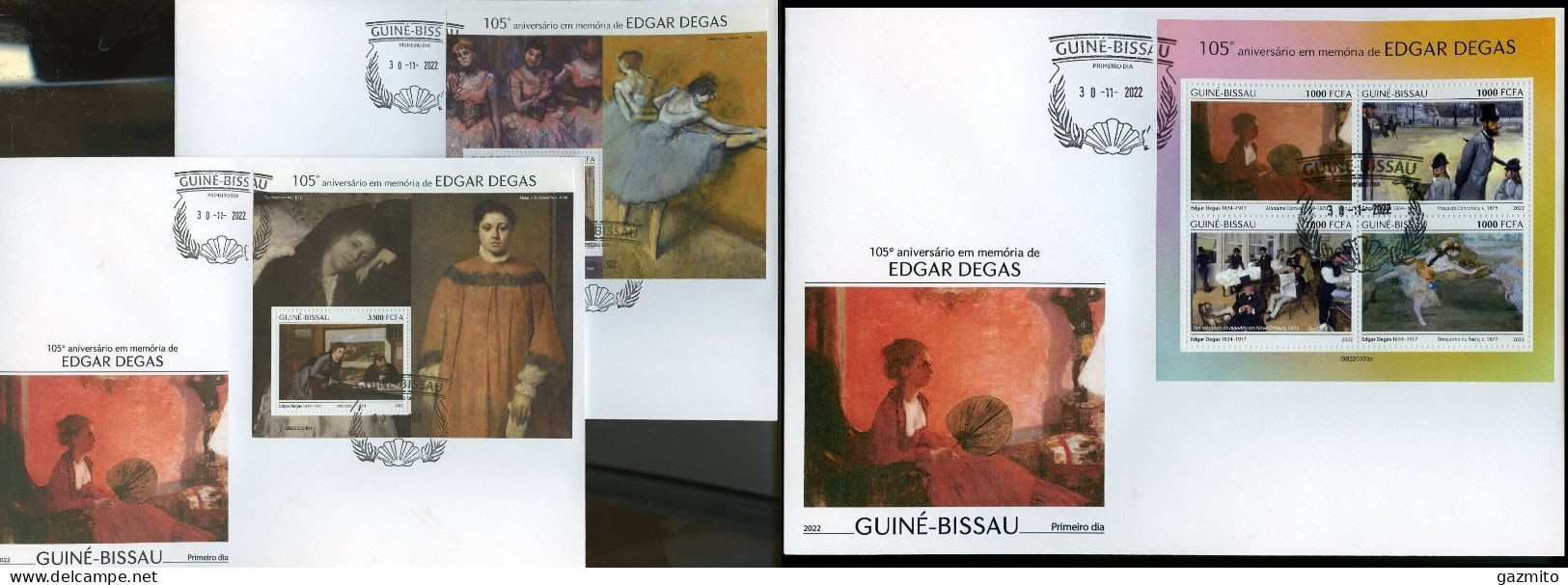 Guinea Bissau 2022, Art, Degas, 4val In BF+2BF In FDC - Moderne