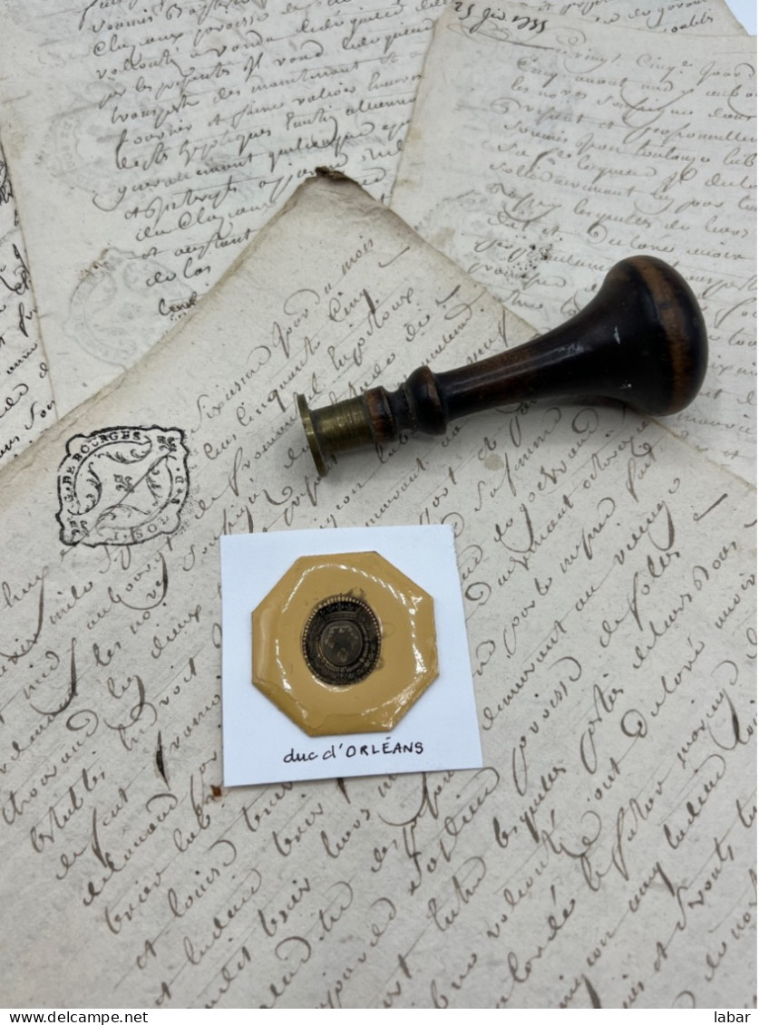 CACHET CIRE ANCIEN - Sigillographie - SCEAUX - WAX SEAL - DUC D'ORLEANS - Stempel & Siegel