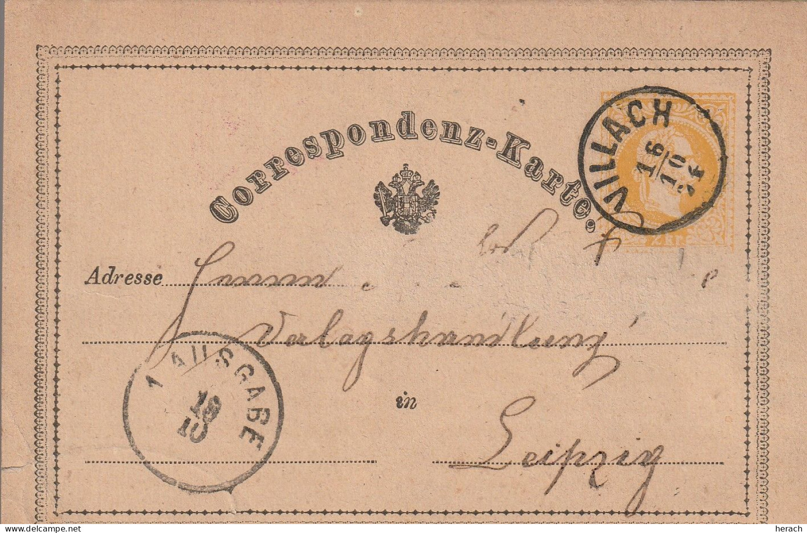 Autriche Entier Postal Villach Pour L'Allemagne 1874 - Postkarten