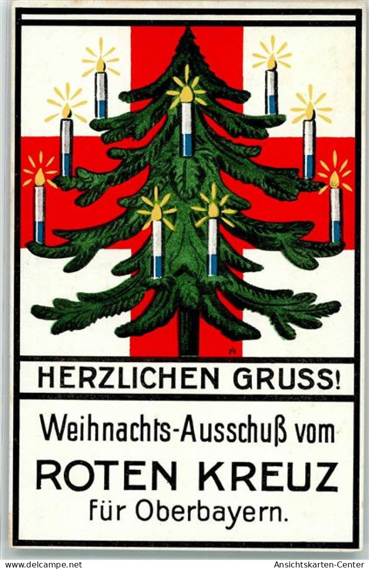 13959301 - Weihnachts-Ausschuss Vom Roten Kreuz Fuer Oberbayern Beleuchteter Tannenbaum Herzlichen Gruss! - Croce Rossa