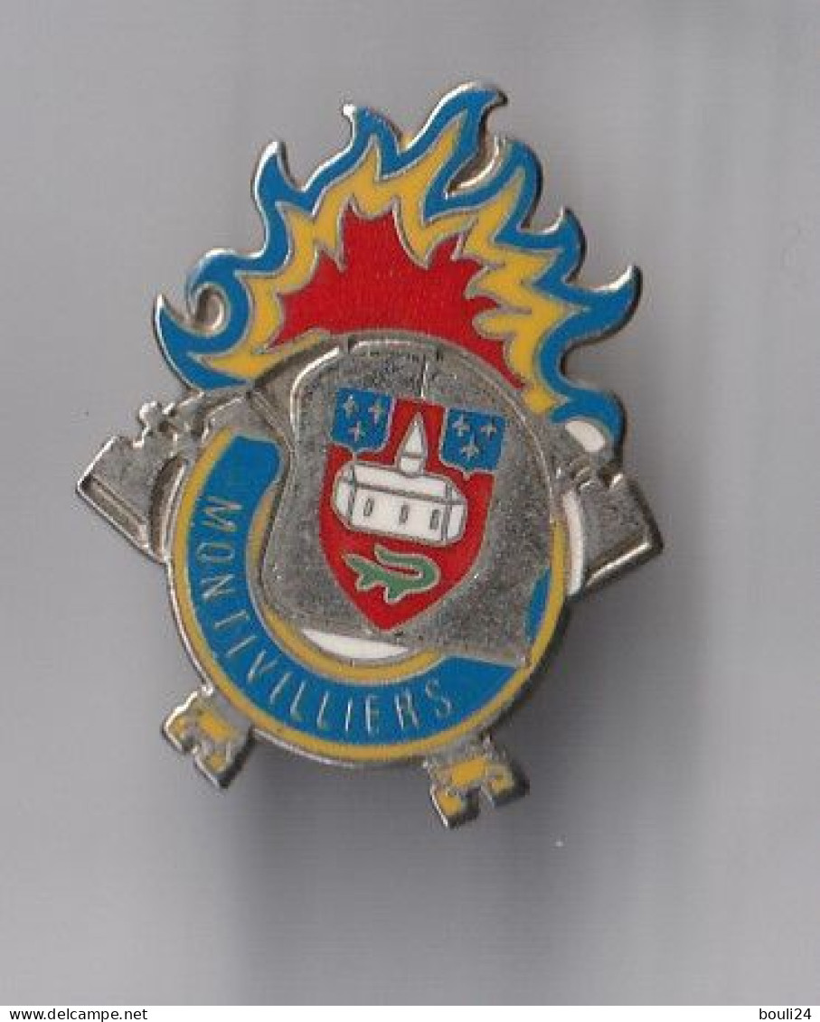 PIN'S THEME POMPIERS  DE MONTIVILLIERS  EN SEINE MARITIME - Firemen