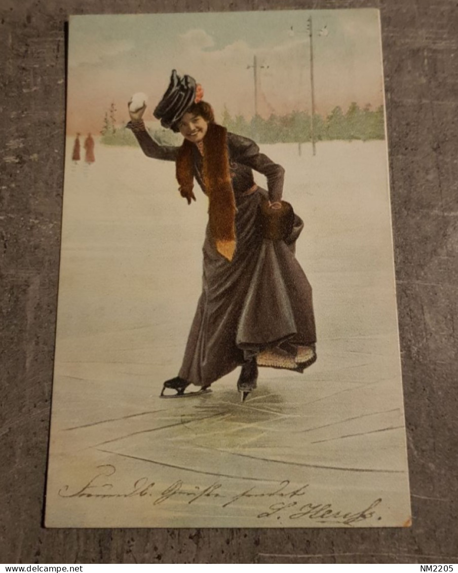 DEUTSCHES REICH ICE SKATING POSTKARTE CARTE POSTALE POST CARD CIRCULED - Patinage Artistique