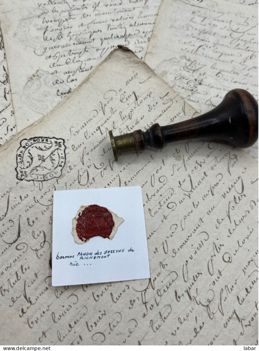 CACHET CIRE ANCIEN - Sigillographie - SCEAUX - WAX SEAL - Baronne PANON DES BASSYNS De RICHEMONT - Cachets