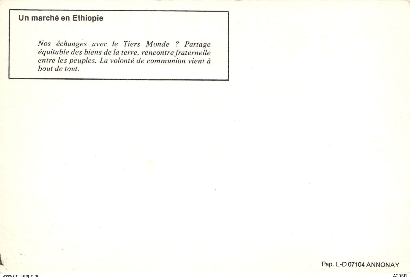 Éthiopie Addis-Abeba Un Marché Carte Vierge Non Circulé édition Annonay (Scans R/V) N° 49 \MP7103 - Ethiopië