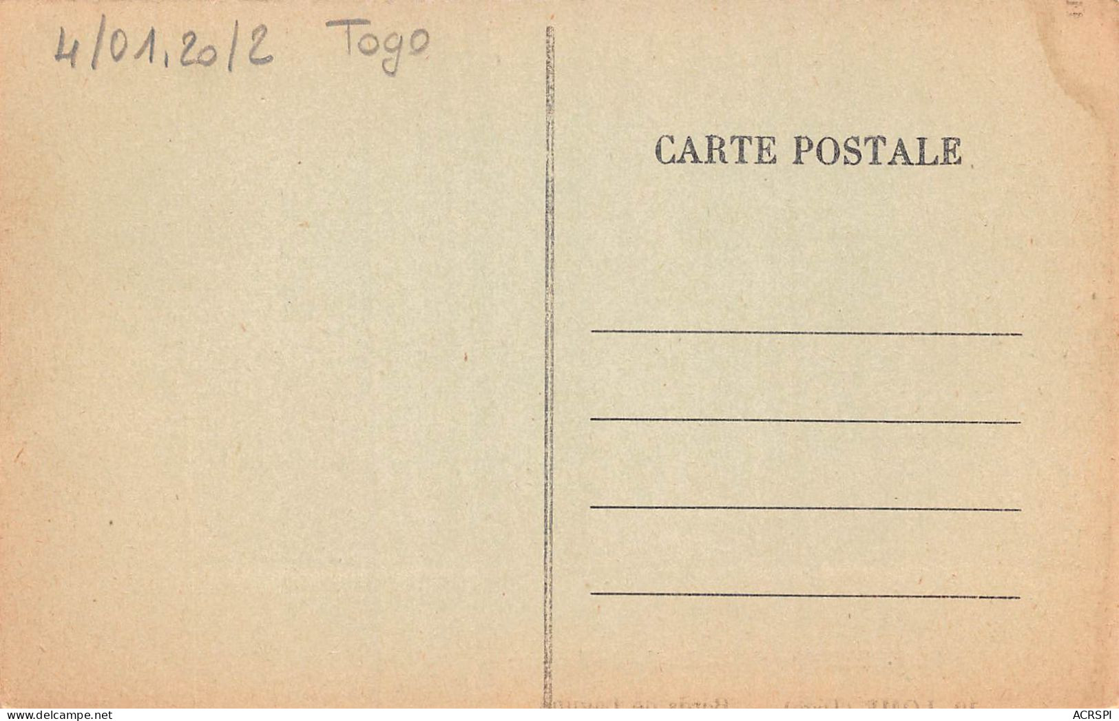 TOGO Lomé Bords De Lagune Carte Vierge éditions Comptoirs Coloniaux Cliché André  (Scans R/V) N° 19 \MP7103 - Togo