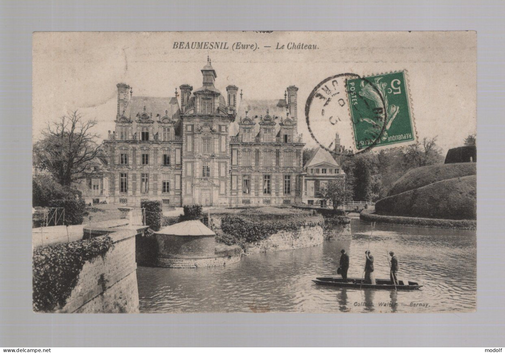 CPA - 27 - Beaumesnil - Le Château - Animée (barque) - Circulée En 1907 - Beaumesnil
