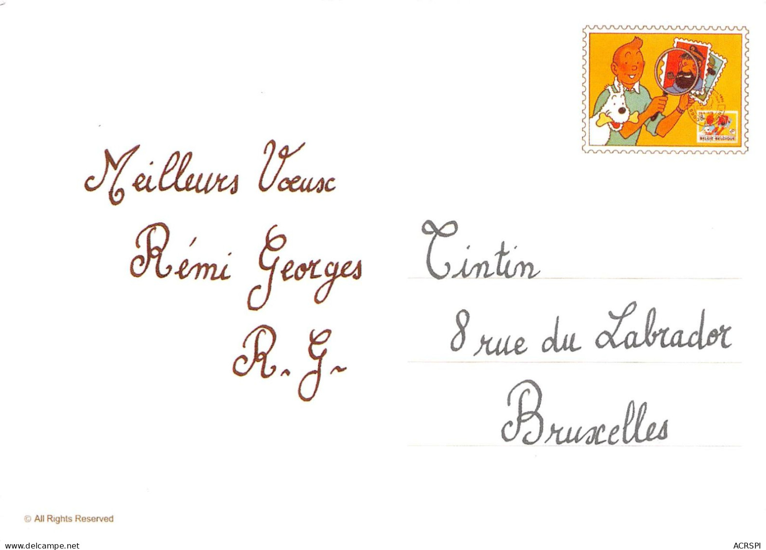 TINTIN Les Oranges Bleues TournesolRémi Georges RG 8 Rue Du Labrador  Dos Vierge Non Voyagé  (2 Scans) N° 39 \MP7114 - Comics