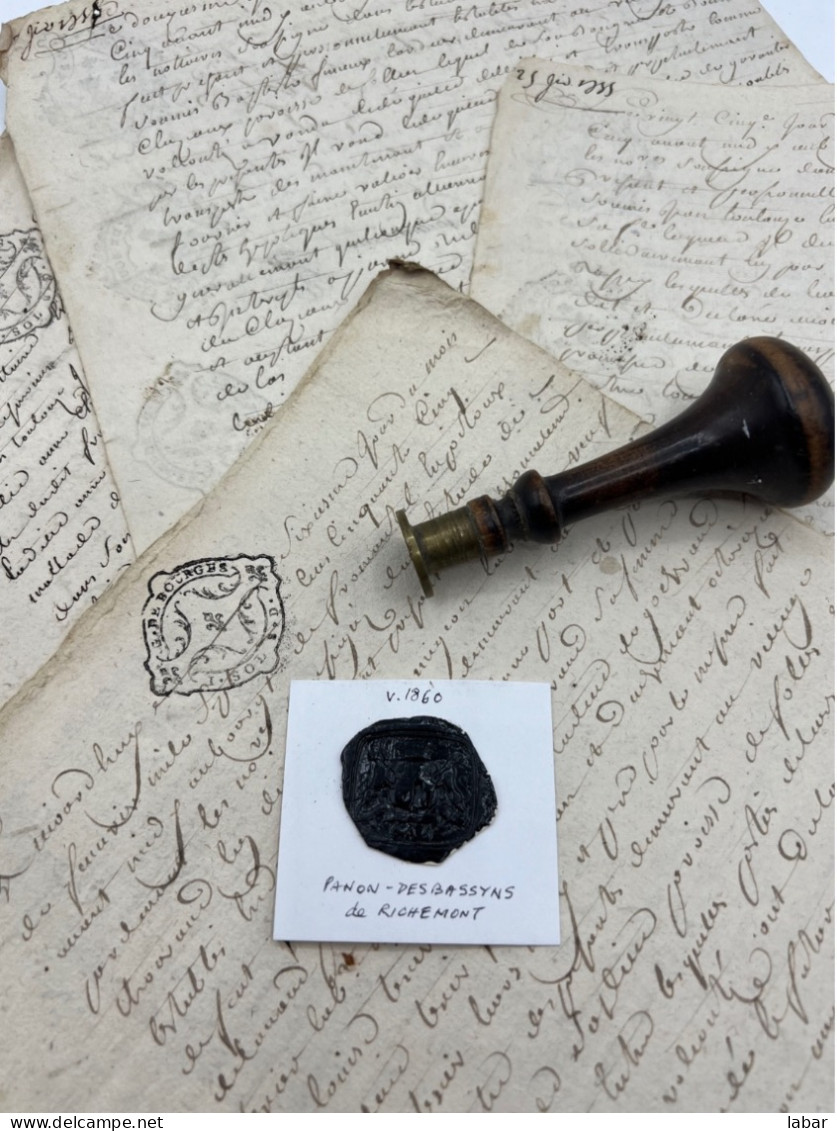 CACHET CIRE ANCIEN - Sigillographie - SCEAUX - WAX SEAL - V 1860 PANON DESBASSYNS De RICHEMONT - Stempel & Siegel