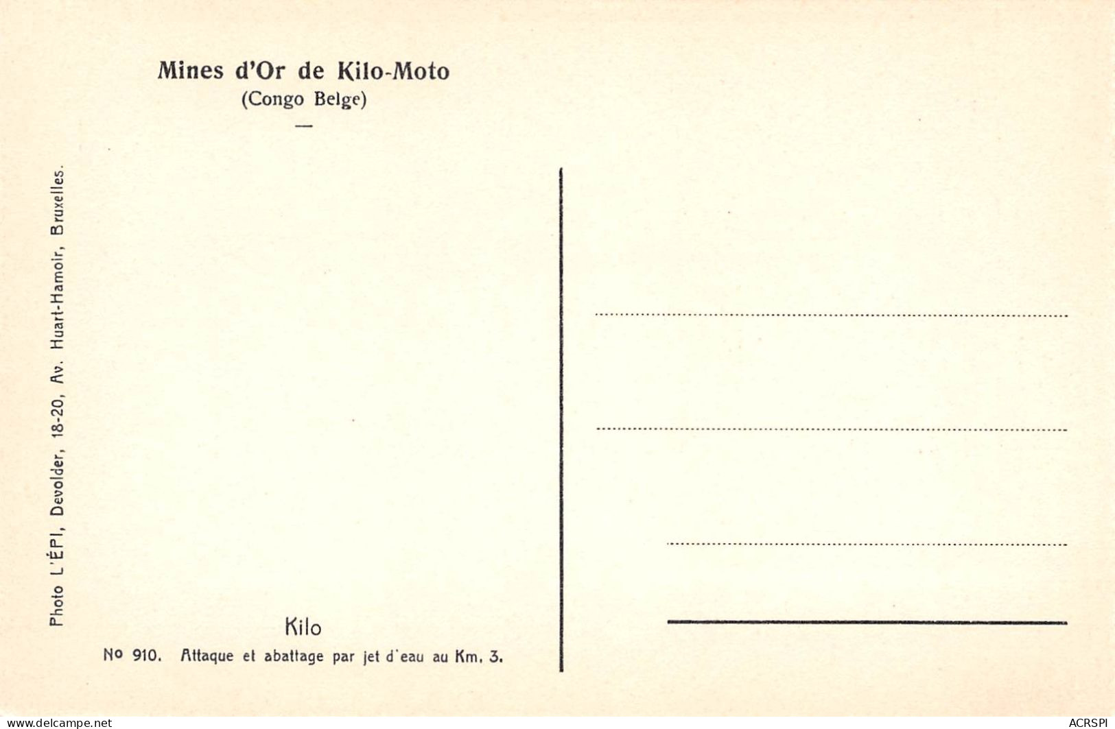 CONGO Kinshasa Kilo-Moto Mines D'Or Attaque Et Abatage Par Jet D'eau Au Km.3 Carte Vierge (Scan R/V) N° 59 \MP7126 - Kinshasa - Leopoldville (Leopoldstadt)