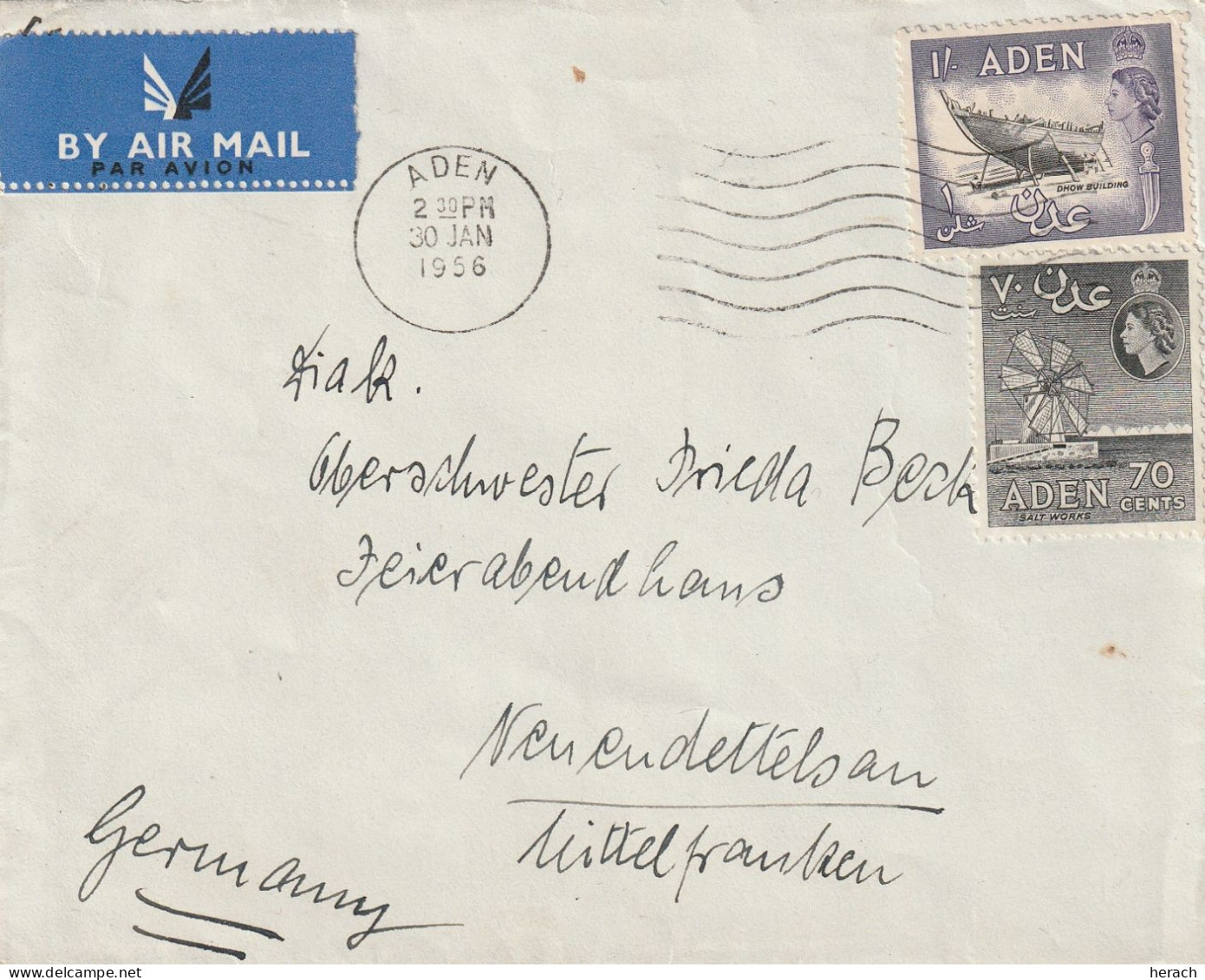 Aden Lettre Pour L'Angleterre 1956 - Aden (1854-1963)