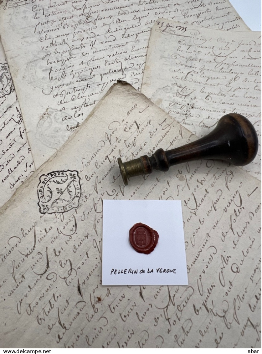 CACHET CIRE ANCIEN - Sigillographie - SCEAUX - WAX SEAL - PELLERIN De La VERGNE - Cachets