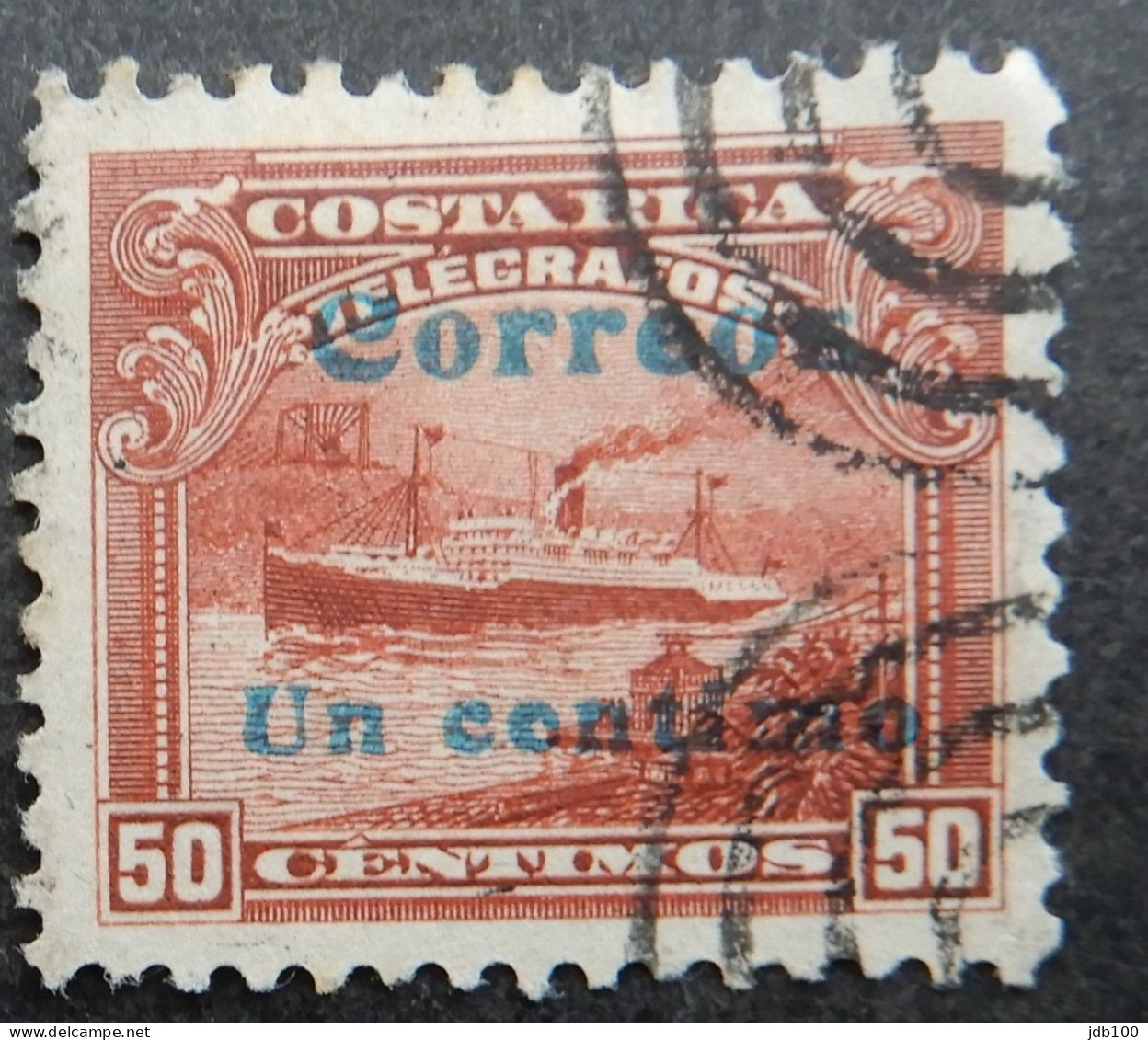 Costa Rica 1911 (5b) Telegrafos Surcharded Un Centimo - Costa Rica