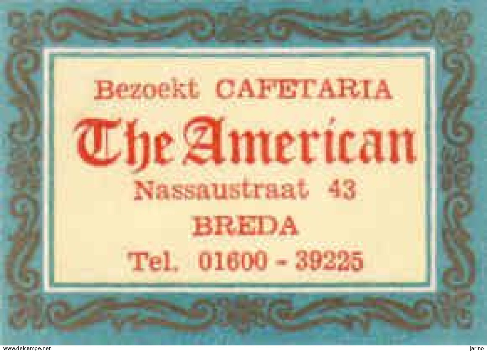 Dutch Matchbox Label, BREDA - North Brabant, Cafetaria THE AMERICAN, Holland, Netherland - Boites D'allumettes - Etiquettes