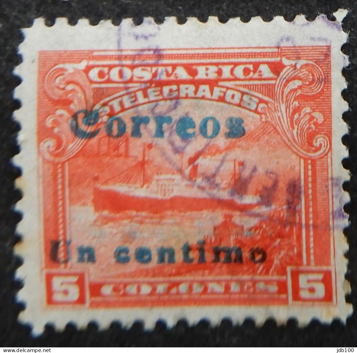 Costa Rica 1911 (5c) Telegrafos Surcharded Un Centimo - Costa Rica