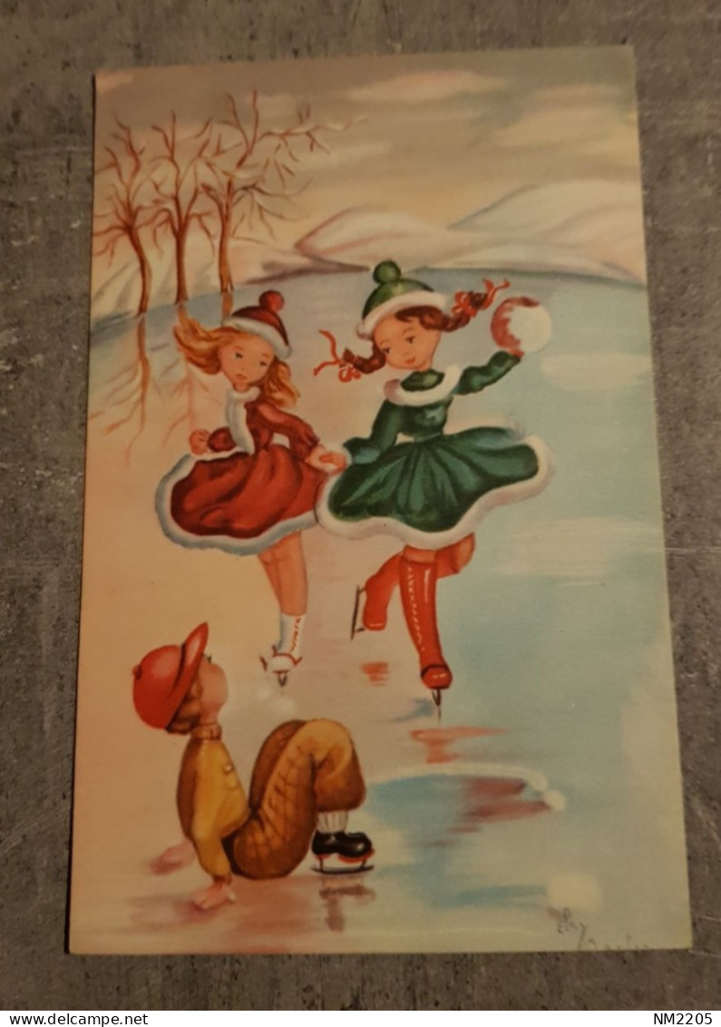 BARCELONA CHILDREN'S WINTER ICE SKATING TARJETA POSTAL POST CARD CARTE POSTALE POSTKARTE UNCIRCULATED - Figure Skating