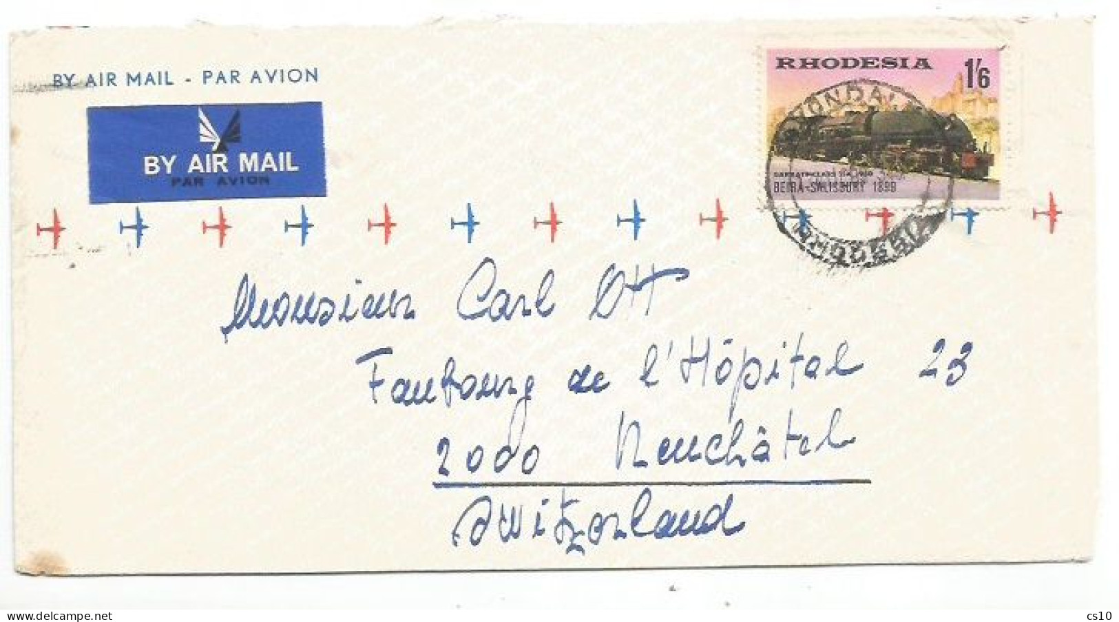 Rhodesia Airmail Cover Avondale 3aug1969 X Suisse With Train Locomotive Garratt Class 1/6 Solo Franking - Rhodesië (1964-1980)