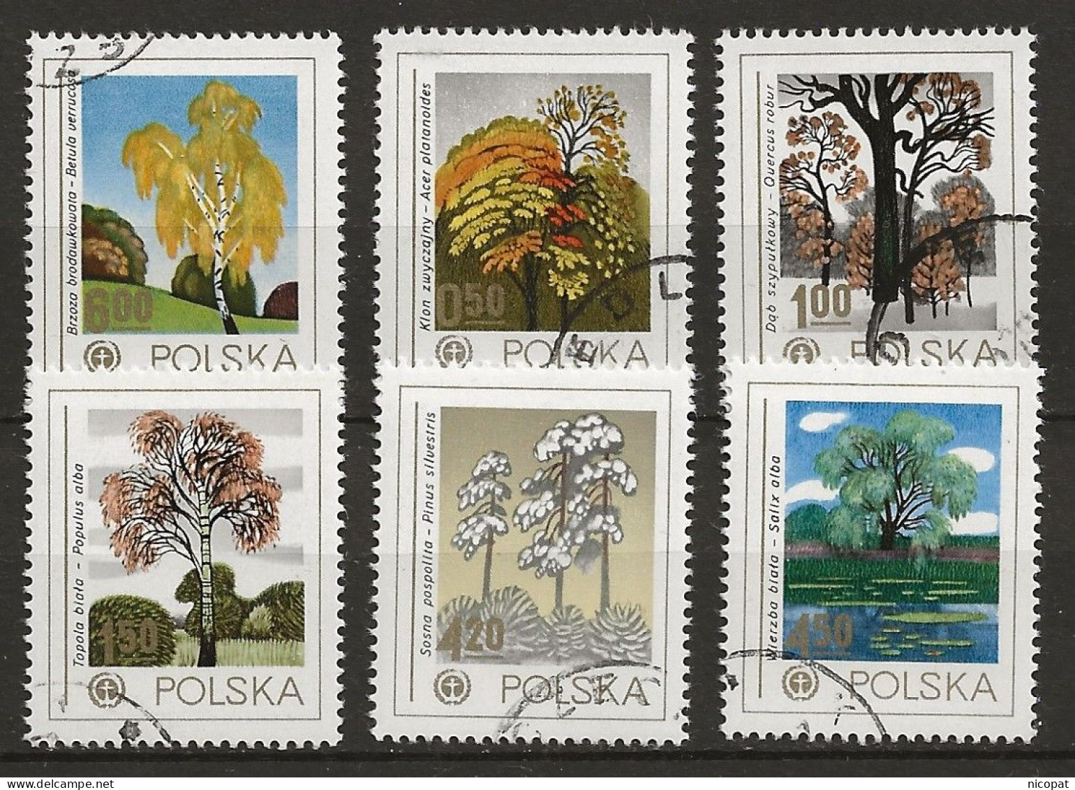 POLAND Oblitéré 2394-2399 Arbres Des Forets Polonaises Arbre Foret - Usados