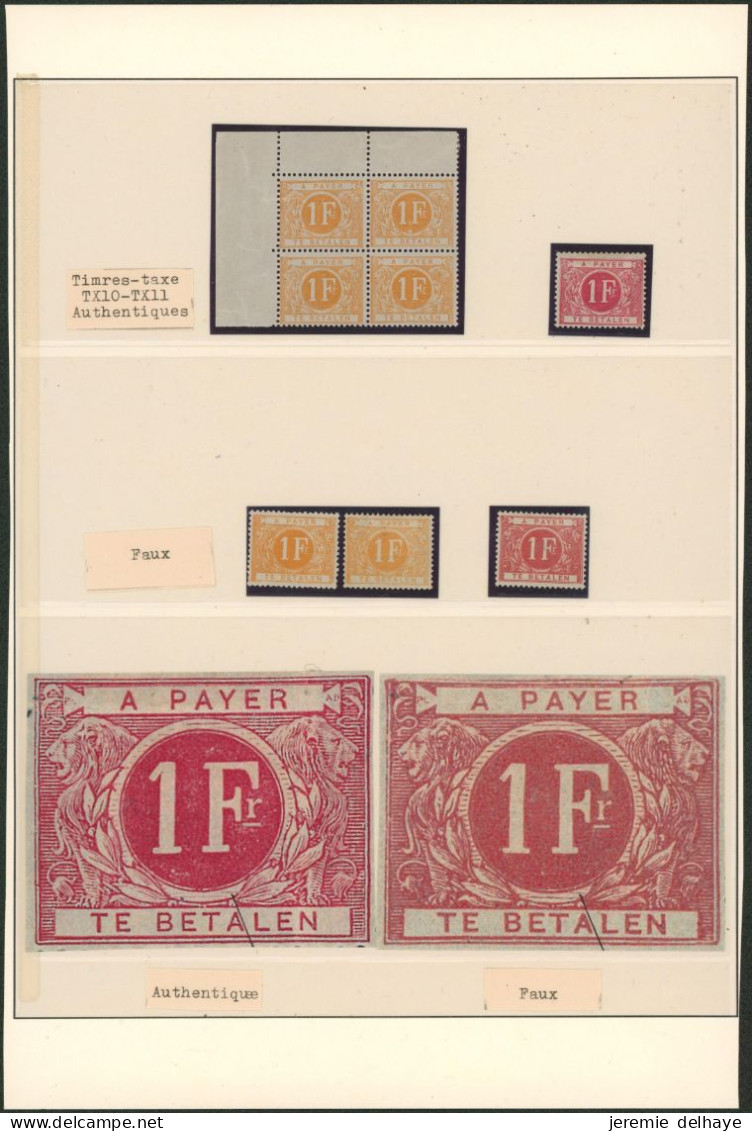 Taxe - TX10 Et 11 : Comparaison Authentique & Faux !  TX10 En Bloc De 4**, TX11*. Documentation - Stamps