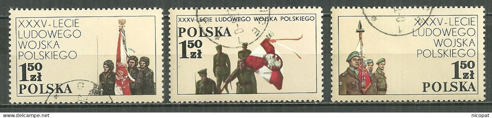 POLAND Oblitéré 2402-2404 Anniversaire De L'armée Polonaise Armée Blindée Parachutistes Armée Guerre - Usati