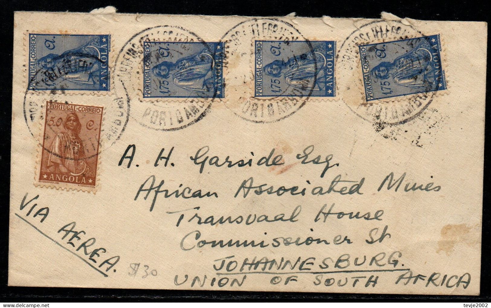 Angola 1947 - Brief Letter - Nach Johannesburg - Angola