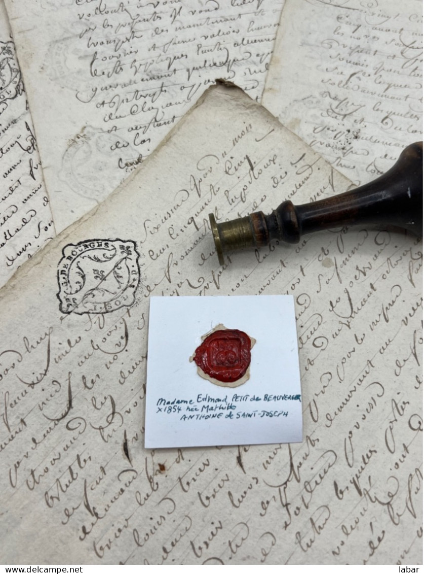 CACHET CIRE ANCIEN - Sigillographie - SCEAUX - WAX SEAL - Mme Edmond De BEAUVERGER - Stempel & Siegel