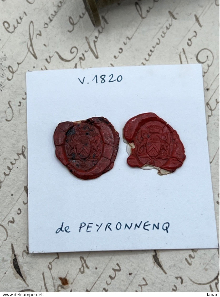 CACHET CIRE ANCIEN - Sigillographie - SCEAUX - WAX SEAL - V 1820 De PEYRONNENQ - Timbri