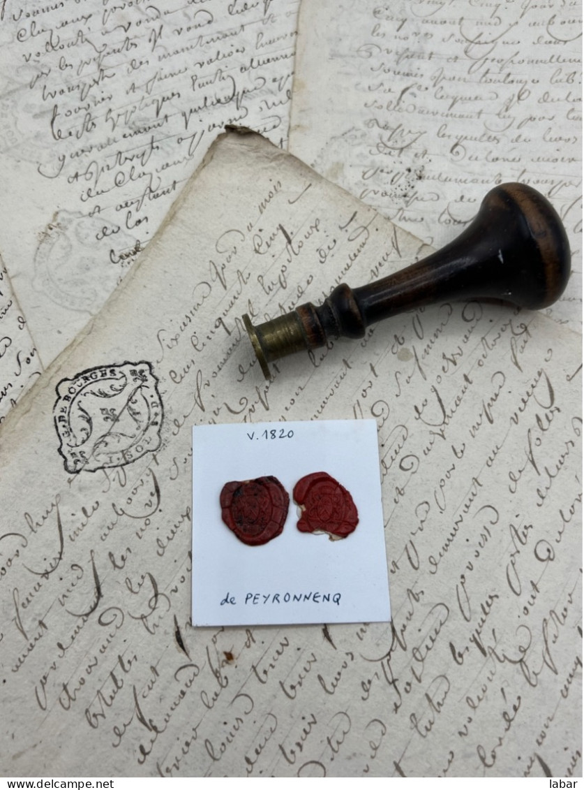 CACHET CIRE ANCIEN - Sigillographie - SCEAUX - WAX SEAL - V 1820 De PEYRONNENQ - Stempel & Siegel