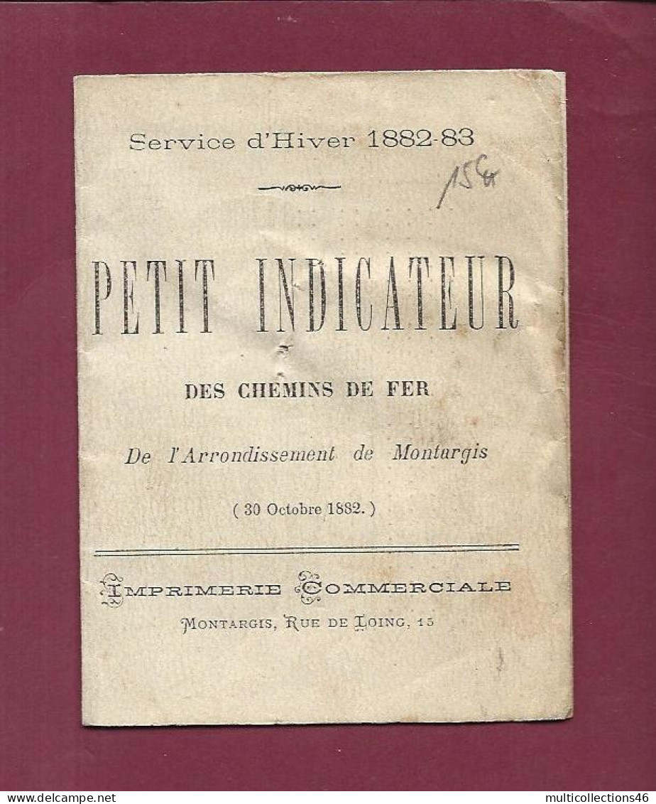 050424F - PETIT INDICATEUR 1882 Service D'hiver CHEMINS DE FER Arrondissement MONTARGIS Train - Chemin De Fer