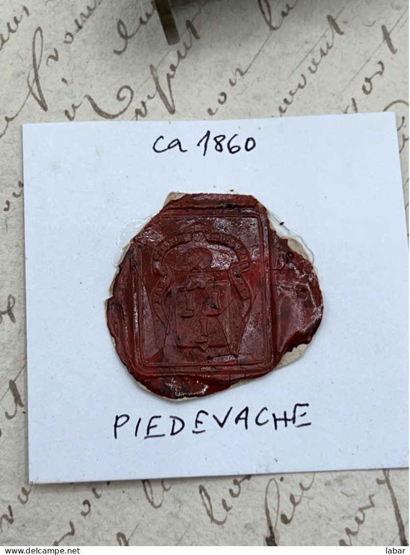 CACHET CIRE ANCIEN - Sigillographie - SCEAUX - WAX SEAL - Ca 1860 PIEDEVACHE - Stempel & Siegel