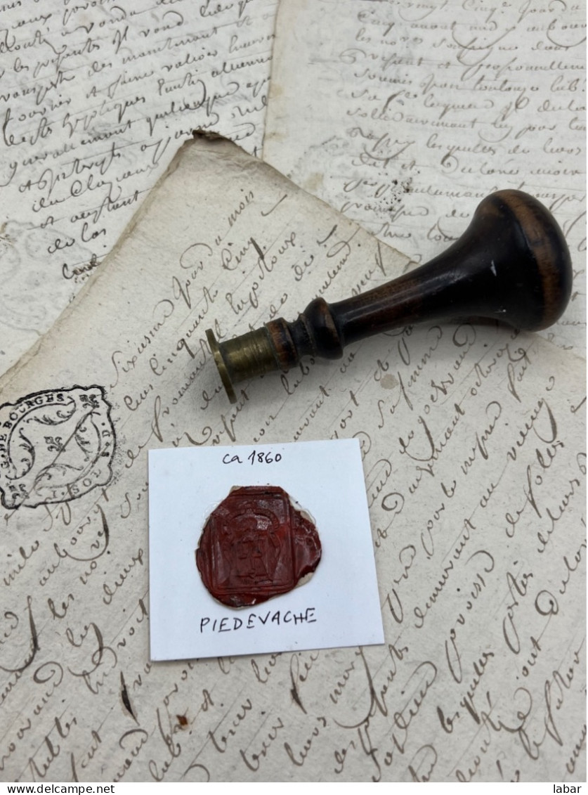 CACHET CIRE ANCIEN - Sigillographie - SCEAUX - WAX SEAL - Ca 1860 PIEDEVACHE - Timbri