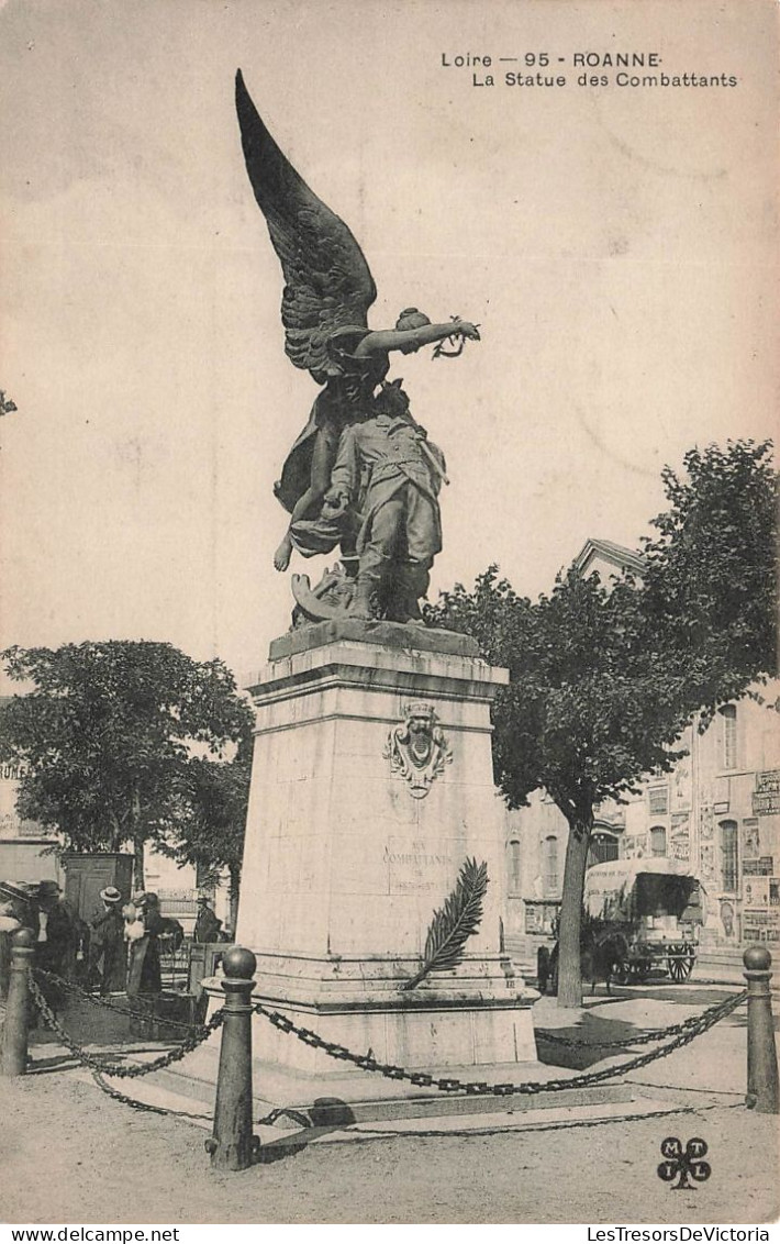 FRANCE - Loire - Roanne - Vue Sur La Statue Des Combattants - Animé - Vue Générale - Carte Postale Ancienne - Roanne