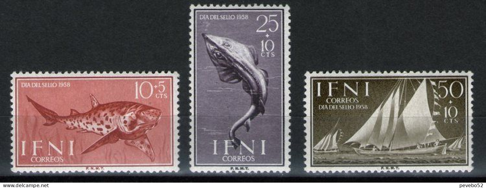 SPAINISH IFNI 1958 - Stamp Day - Fish & Ships MNH - Ifni