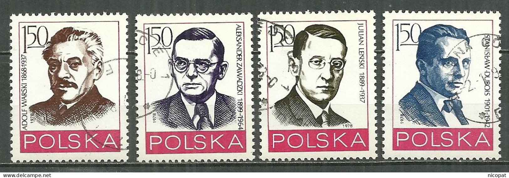 POLAND Oblitéré 2421-2424 Personnalités Du Mouvement Ouvrier WARSKI LENSKI ZAWADZKI DUBOIS - Used Stamps