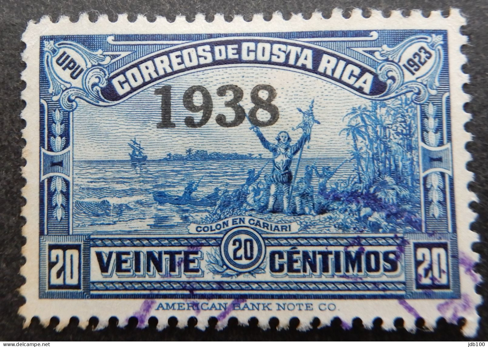 Costa Rica 1938 (1) Issue Of 1923 Overprinted "1938" Colon En Cariari - Costa Rica