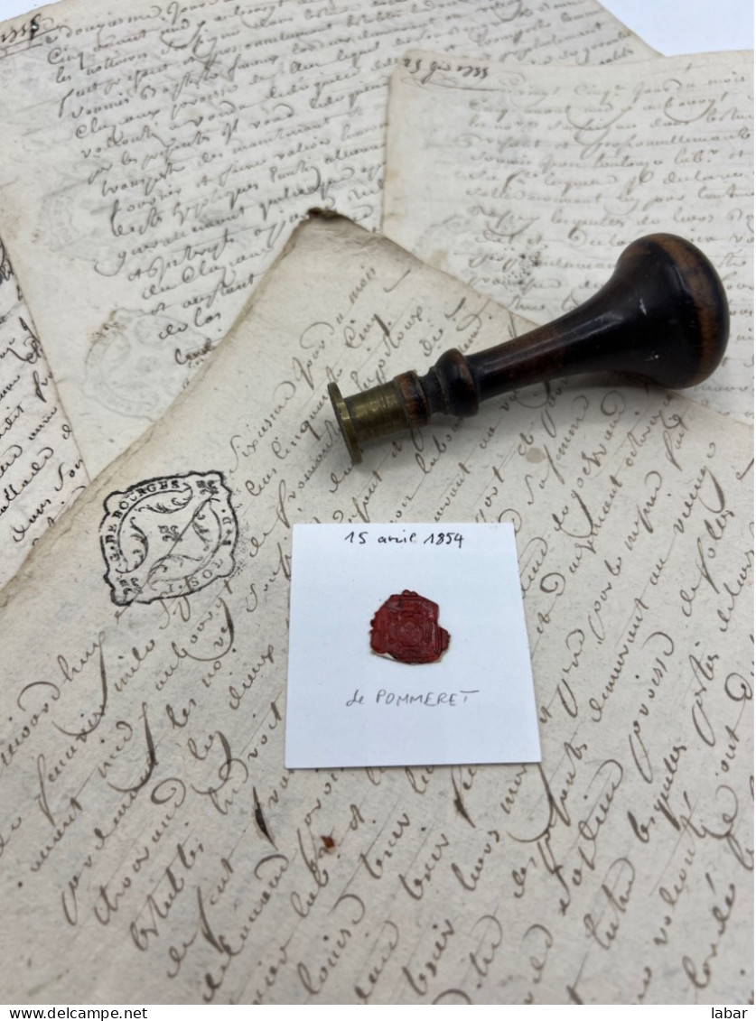 CACHET CIRE ANCIEN - Sigillographie - SCEAUX - WAX SEAL - 15 Avril 1854 De POMMERET - Seals