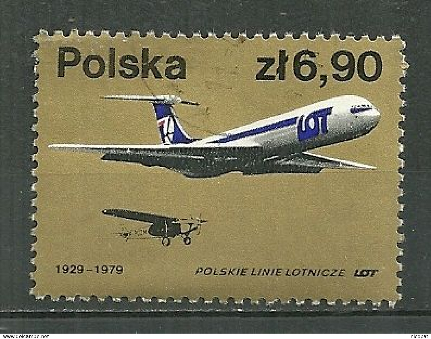 POLAND Oblitéré 2426 Anniversaire De La Compagnie Aérienne LOT Avion Aviation - Used Stamps