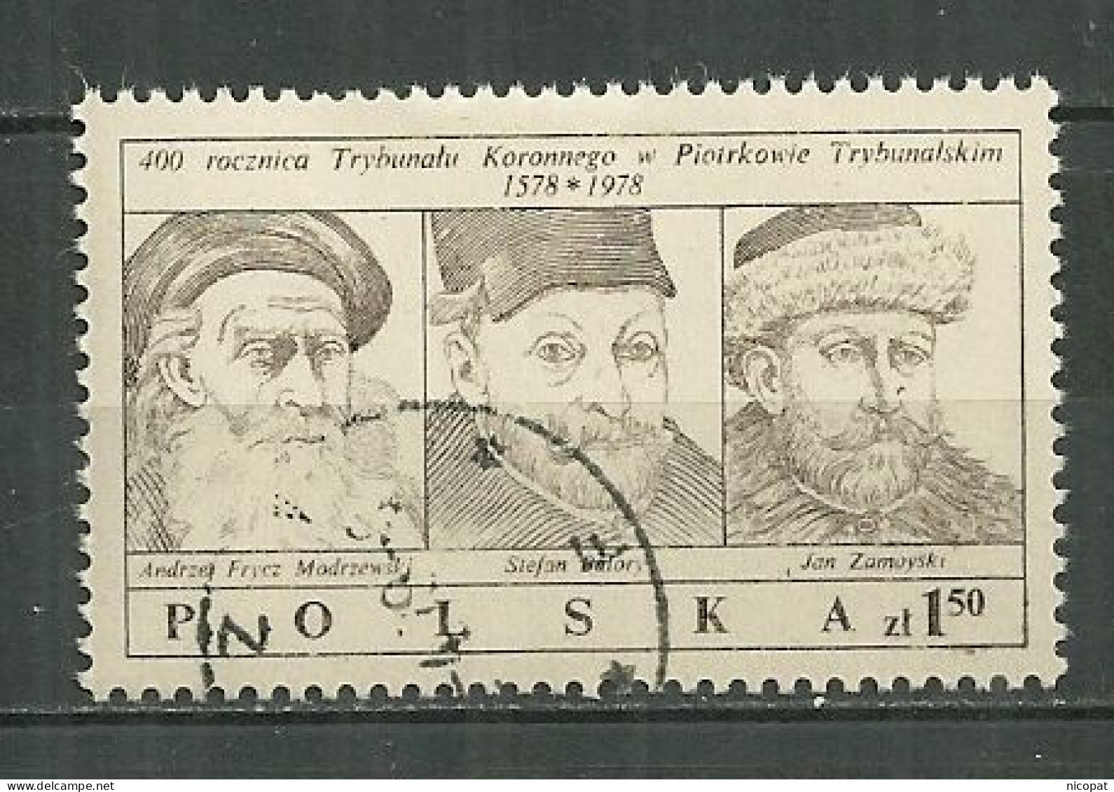 POLAND Oblitéré 2431 Tribunal Royal De Piotrkow Batory Zamoyski écrivain Roi - Used Stamps
