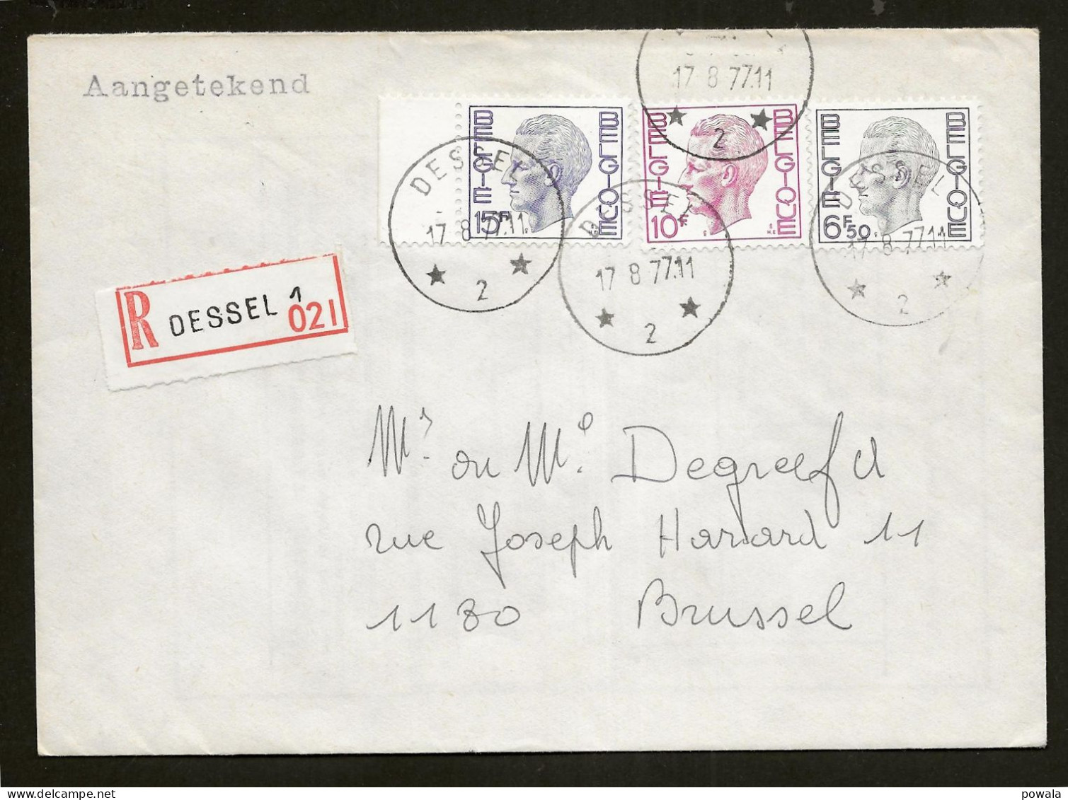 Sterstempel Bestellershalte DESSEL 2 17/8/1977 Op Recommande - Postmarks With Stars