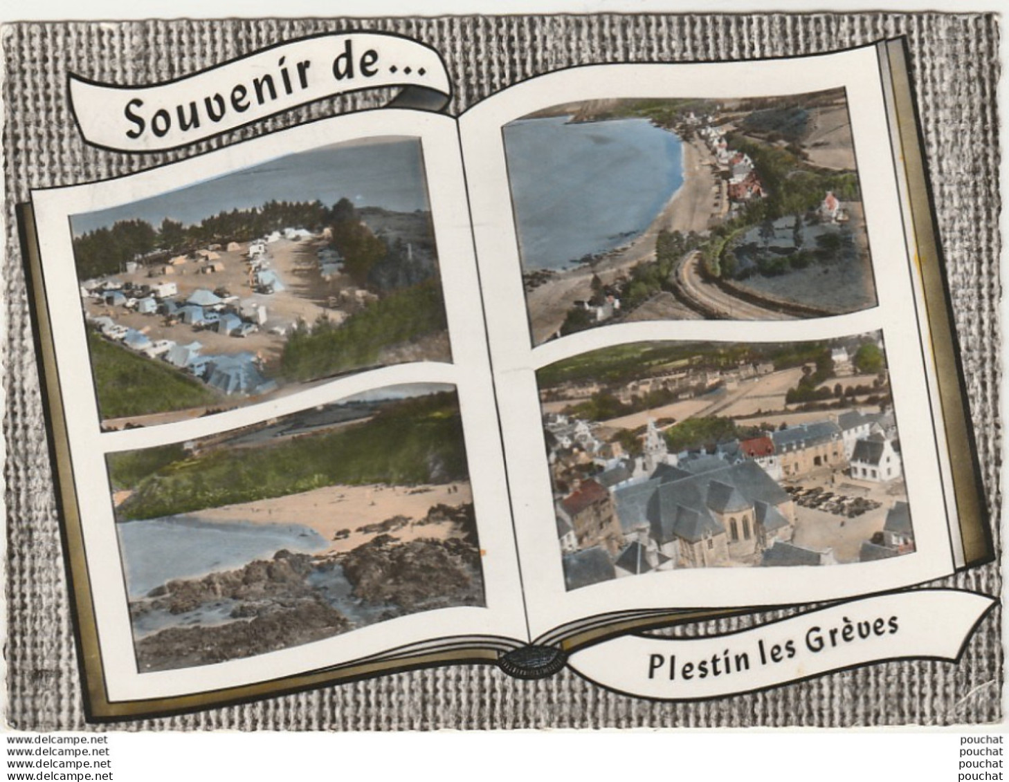 22) PLESTIN LES GREVES - SOUVENIR - CAMPING - PLAGE ST. EFFLAM , DES CURES - LE BOURG - (OBLITERATION DE 1966 - 2 SCANS) - Plestin-les-Greves