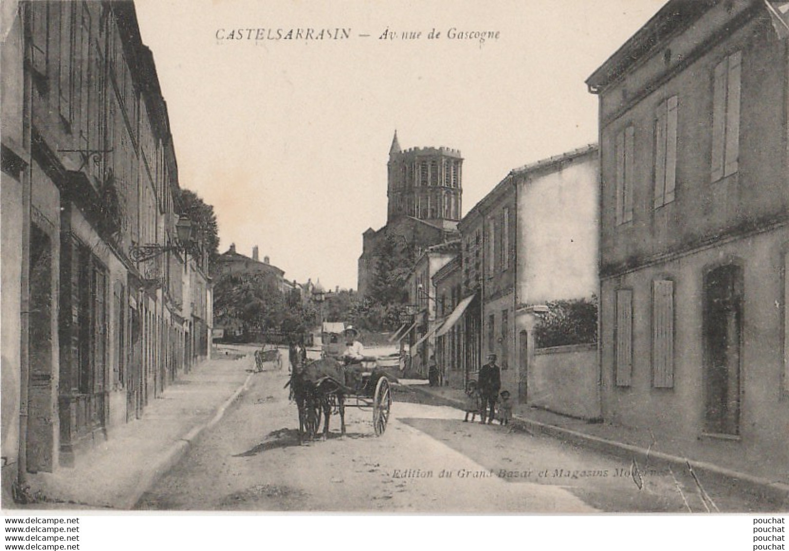 U3-82) CASTELSARRASIN  - AVENUE DE GASCOGNE  - ( ANIMEE - ATTELAGE CHEVAL  - 2 SCANS ) - Castelsarrasin