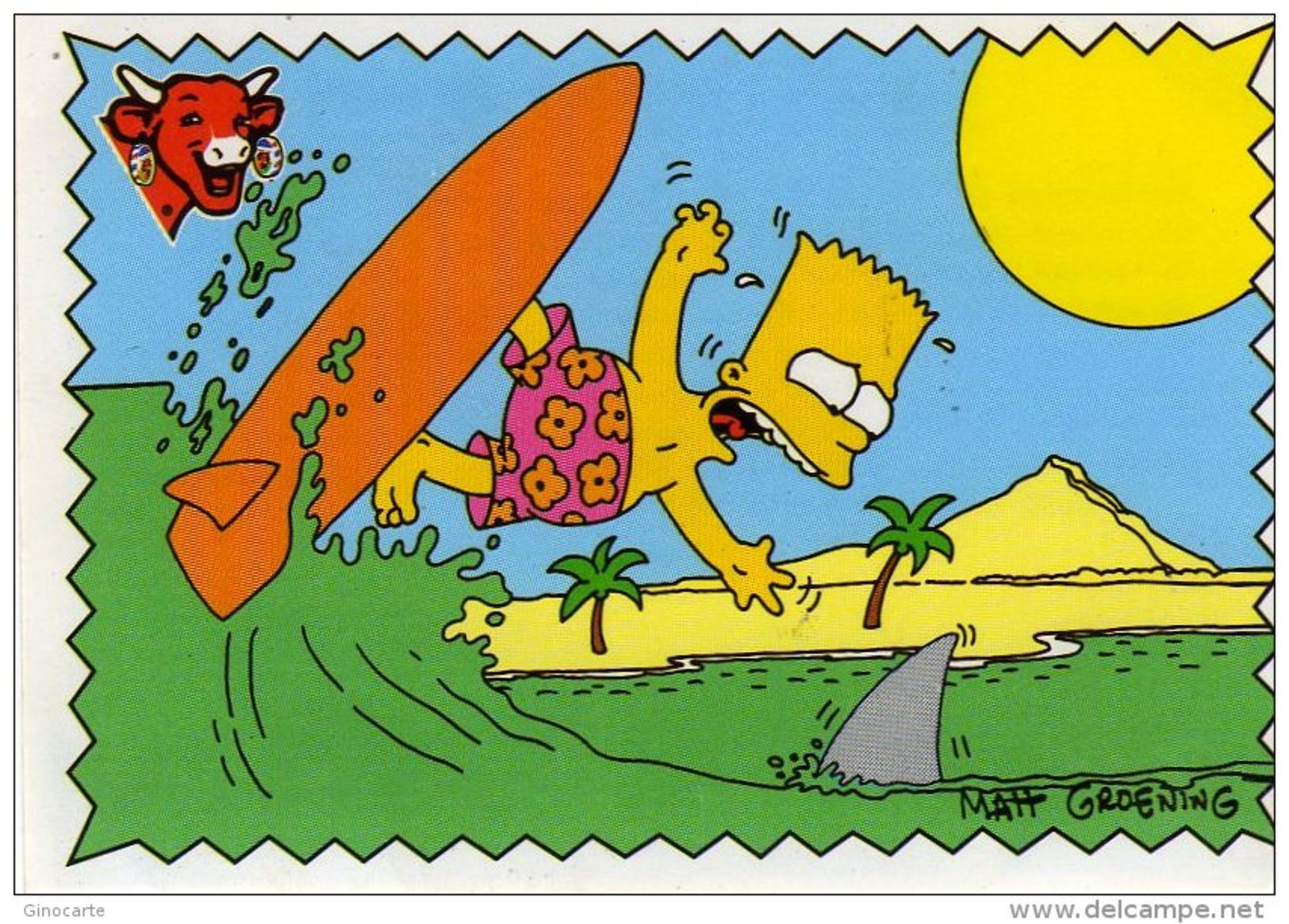 Sticker Vignette Autocollante Vache Qui Rit Simpson 9 Hawai Paradis Du Surf - Sonstige & Ohne Zuordnung