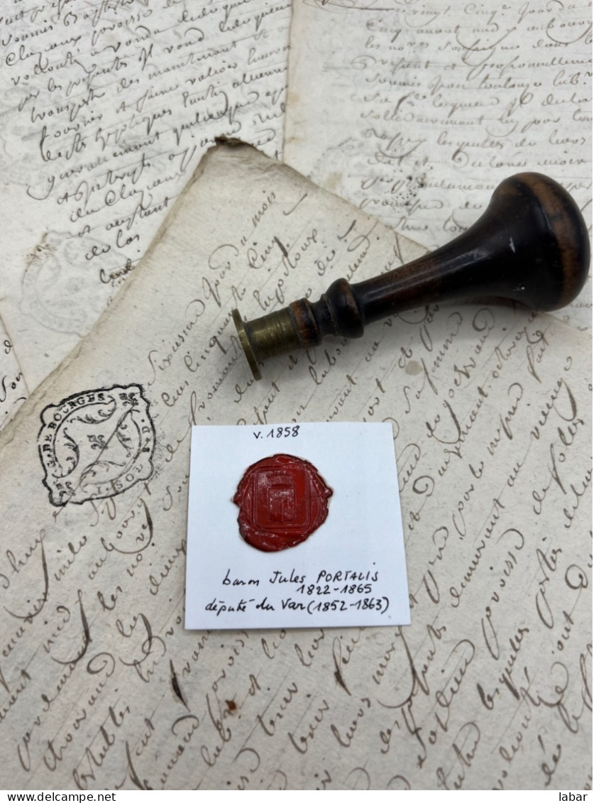 CACHET CIRE ANCIEN - Sigillographie - SCEAUX - WAX SEAL - Ca 1858 Baron Jules PORTALIS Député Du VAR - Timbri